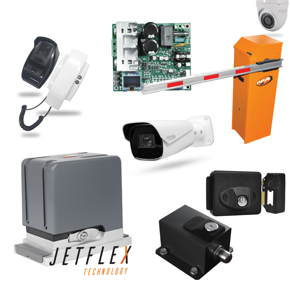 Equipamentos de segurança eletrônica: câmeras, alarmes, motores de portão e centrais